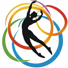 Wall Mural - Silhouette of a Dancer with Colorful Rings