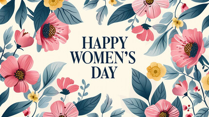 Happy Women's Day decoration of floral background, greeting card, poster, banner concept