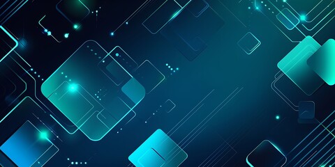 Poster - Abstract background with neon  lines, squares and rounded corners in the style of flat design. Background for presentation,The effect is minimalist, with geometric shapes and a modern aesthetic.