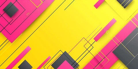 Poster - Abstract background with neon  lines, squares and rounded corners in the style of flat design. Background for presentation,The effect is minimalist, with geometric shapes and a modern aesthetic.