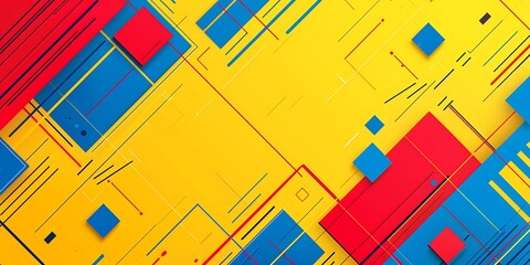 Poster - Abstract background with neon  lines, squares and rounded corners in the style of flat design. Background for presentation,The effect is minimalist, with geometric shapes and a modern aesthetic.