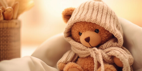 Wall Mural - closeup Adorable brown teddy bear