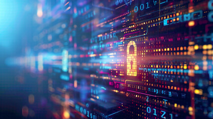 Coding and programming technology concept with developer website design and social world safety digital lock and code on a blue background secure cyberspace theme 
