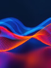 Poster - Vibrant digital wave network spreading, abstract art symbolizing information dissemination, connected, with copy space, deep depth of field.
