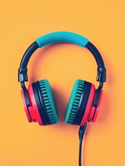 Poster - Online series sound design elements flat design illustration with copy space, front view, covers all objects, deep depth of field