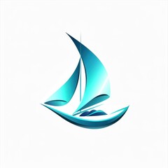 Wall Mural - Abstract Blue Sailboat Illustration