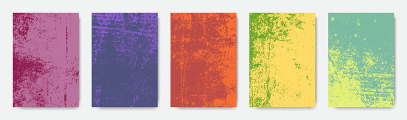 Aufkleber - Rough print. Vintage letterpress noise. Dirty lino glitch. Trendy urban rectangle. Grunge paint spray. Paintbrush strokes. Error texture. Abstract artistic banners. Vector backgrounds set
