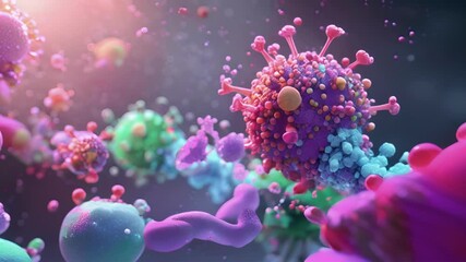 Poster - A burst of fluorescent color illustrates the dynamic interactions between proteins and receptors on the surface of a Tcell and antigenpresenting cell as they bridge the gap between