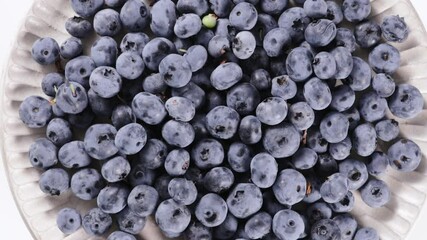 Wall Mural - fresh blueberry top view food on plate