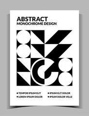 Poster - Abstract poster. Bauhaus monochrome design. Geometric shapes. Flat circles and squares collage. Black and white minimal figures. Brutalist placard. Modern art graphic vector banner