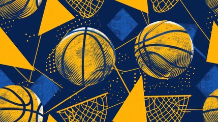 Abstract Basketball Pattern with Geometric Shapes