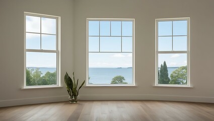 Interior design modern bright room with window view.