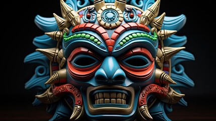 Wall Mural - colorful ethnic African mask on simple background hyper realistic  