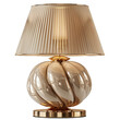 © X - Elegant table lamp with a polished base and pleated shade, perfect for adding a touch of sophistication to any room decor.
