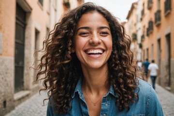 Wall Mural - Portrait of laughing young latin woman