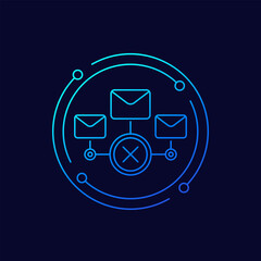 Sticker - delete mail, emails icon, linear design