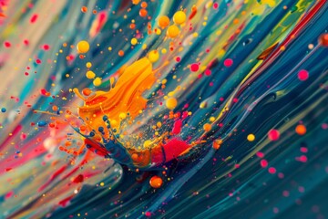 Wall Mural - colorful abstract splatter paint art, with vibrant hues and energetic patterns