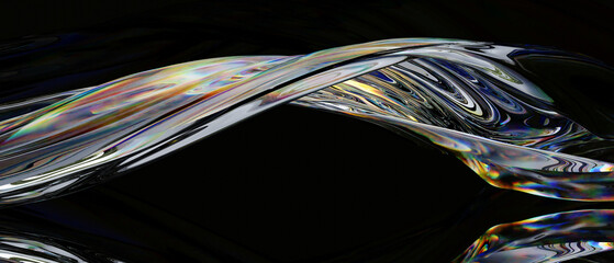 Wall Mural - Abstract gradient wave chromatic dispersion spectral effect. 3d rendering