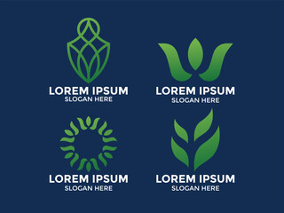 Wall Mural - collection of modern green nature logos