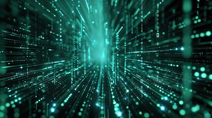 Poster - Digital background ideal for technological operations, neural networks, AI, data transmission and encryption, digital archives, audio and visual representations.