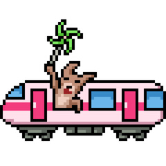 Wall Mural - pixel art of pet train travel