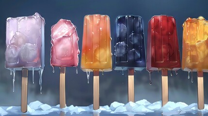 Wall Mural -   Ice pops sit atop snow pile