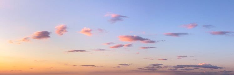Wall Mural - real sky - pastel colors panoramic sunrise sundown sanset sky with colorful clouds. without any bird