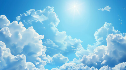 Fototapete - clear blue sky background,clouds with background, Blue sky background with tiny clouds. White fluffy clouds in the blue sky.
