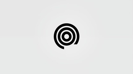 Sticker - Black and white concentric circles logo with an abstract cutout shape