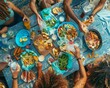 © Ryzhkov - Diverse Group of Young Adults Celebrating National Junk Food Day with a Sustainable Outdoor Party