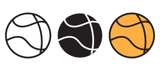 Wall Mural - set of basketball icon vector logo outline illustration template graphic design