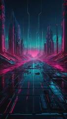 Wall Mural - Futuristic s Style Cyber Landscape Background