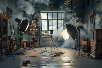 Wall Mural - Interior of vintage Photo Studio with equipment