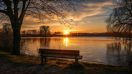 Wall Mural - Golden Sunset by the Lake