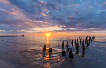 Wall Mural - sunset over the baltic coast in poland