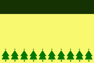 Wall Mural - Christmas wallpaper: Green Christmas tree paper cut on the yellow background 