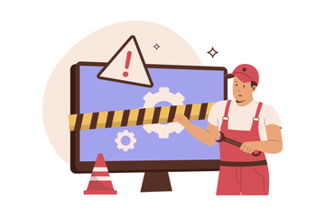 Wall Mural - Website under maintenance and repair concept . Illustrations for websites, landing pages, mobile applications, posters and banners. Trendy flat vector illustration