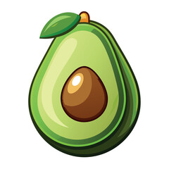 Wall Mural - Hand drawing avocados fruit set half slices isolated vector on white background