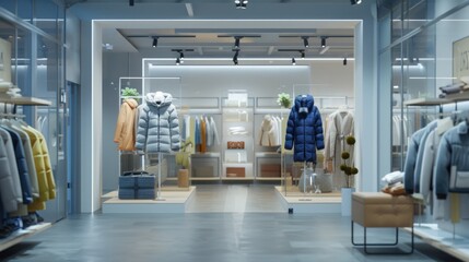 Wall Mural - Modern clothing store with winter wear on display