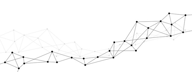 Fototapete - Network polygonal connect lines and dots background template. Technology data transfer server global system graphic vector.