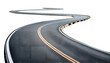 © FAFO - Curved double-lane road with yellow lines isolated on transparent background with clipping path cut-out.