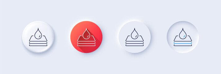 Poster - waterproof line icon. neumorphic, red gradient, 3d pin buttons. water resistant sign. drop protectio
