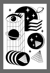 Wall Mural - Surrealism poster. Surrealism elements background.