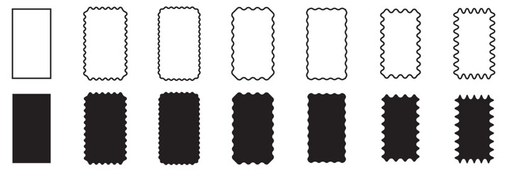 Aufkleber - Set of rectangle frames with wavy edges.photo frames