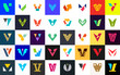 © Nataliia - Abstract logos collection with letter V. Geometric abstract logos. Icon design