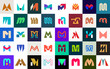 © Nataliia - Abstract logos collection with letter M. Geometric abstract logos. Icon design