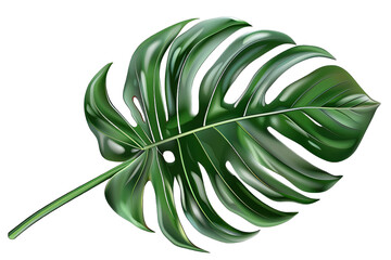 Poster - Green Monstera Leaf , Realistic Illustration
