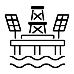 Poster - A line style icon of solar powered oil rig 