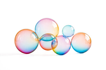 Sticker - Colorful iridescent glass spheres on white background