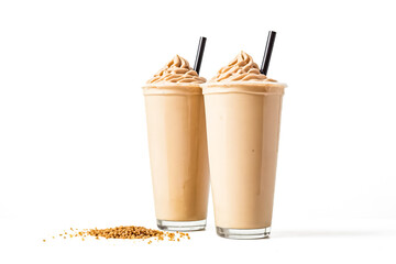 Poster - Two iced coffees with whipped cream and straws